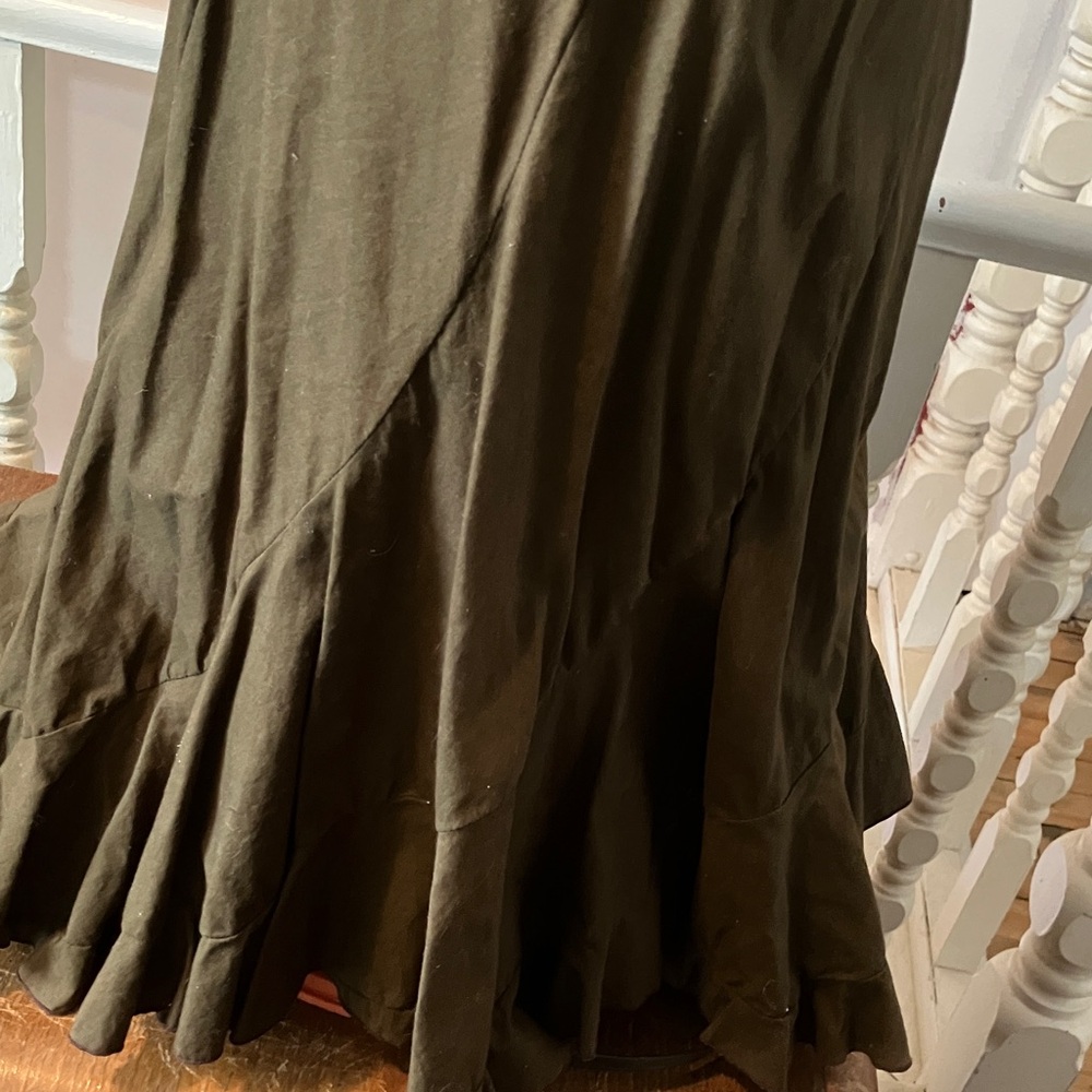 Vintage Chocolate Brown Halter Maxi Dress Embroidered Floral & Butterfly Detail - Picture 9 of 13